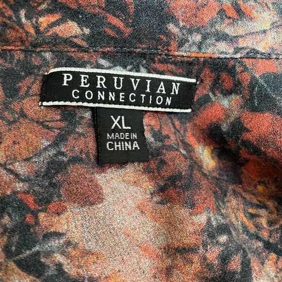 Peruvian Connection Floral Abstract Button Up Shirt - Picture 3 of 7
